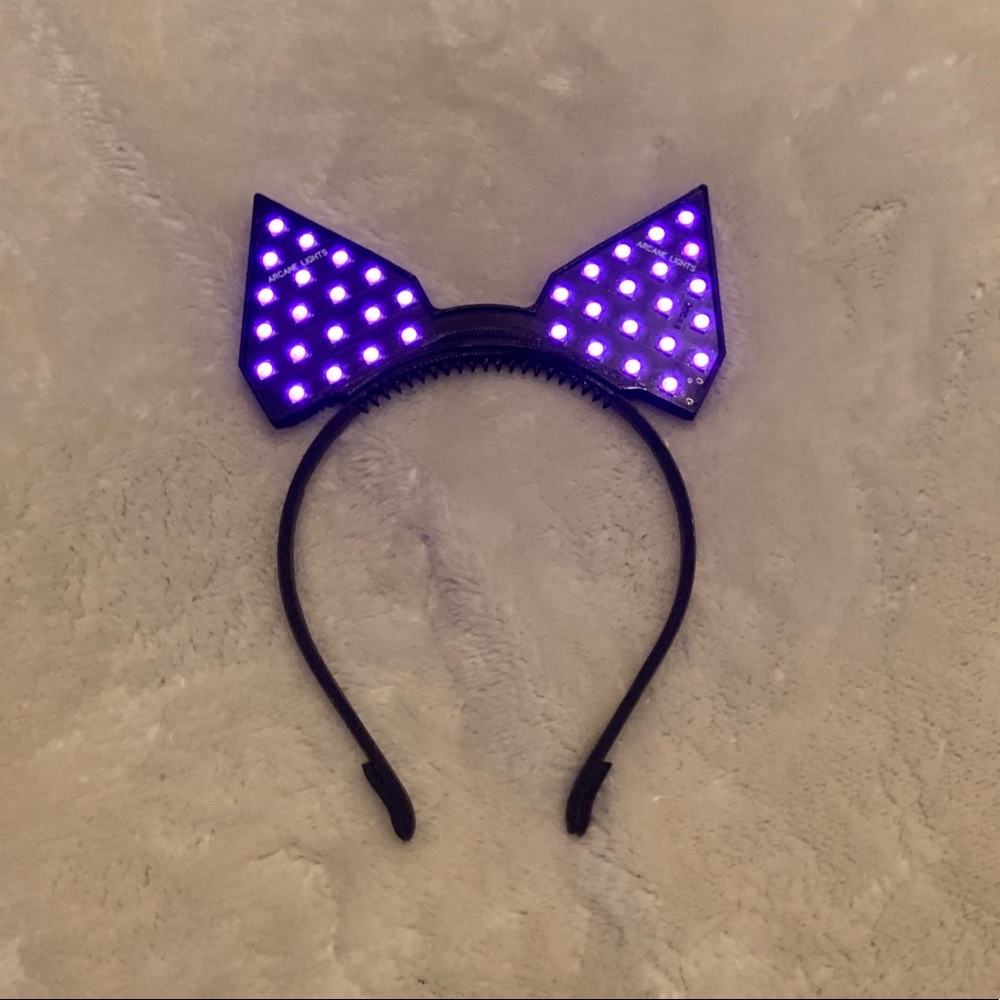 Light up LED flashing cat ears headband Rave EDM